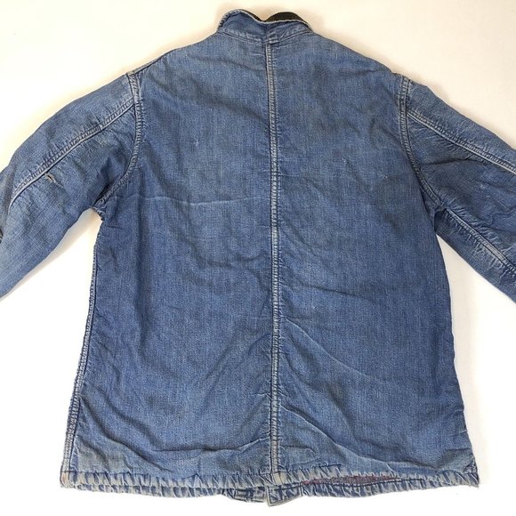 Dubble Ware 60's Denim Chore Jacket Wool Blanket Lined Vintage Workwear Coat - Picture 11 of 16